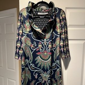 GRETCHEN SCOTT RUFFLENECK PAISLEY DRESS